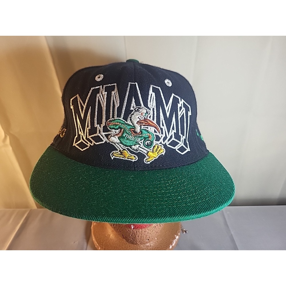 Vtg Miami Hurricanes Snapback Money Gang & Canes Logos Rare Find Damaged Snapbck